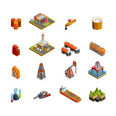 Canvas Print - Oil Industry Isometric Icons Set 