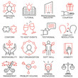 Vector set of 16 icons related to business management, strategy, career progress and business process. Mono line pictograms and infographics design elements - part 28