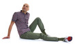 © spaxiax - casual bald man sitting on white background