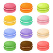 Set of different colorful macaroons. 