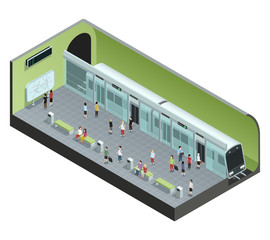 Wall Mural - Subway Station Isometric Illustration