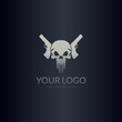 Skull with guns logo. Excellent logo for computer game or studio. 