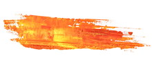 Photo Orange Grunge Brush Strokes Oil Paint Isolated On White Background