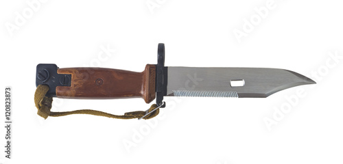 Cuadros en Lienzo AK 47 bayonet with saw isolated on white