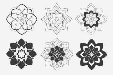 Hand Drawn Vector set of mandala on white background
