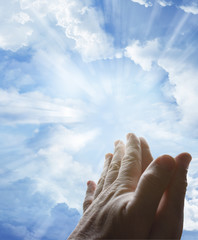 Wall Mural - Prayer hands in sky