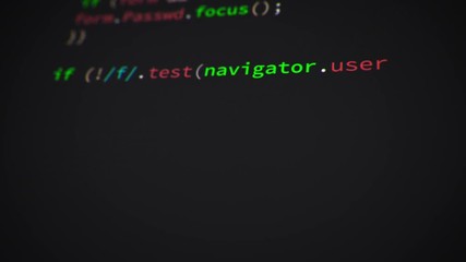 software developer programming website code in a scrolling loop