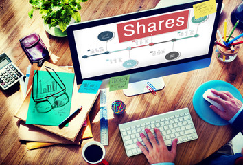 Wall Mural - shares global business information data concept