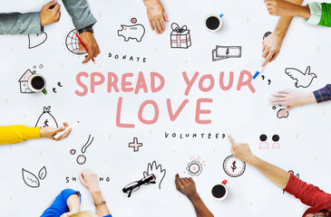 Wall Mural - spread your love donations charity support concept