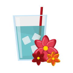 Poster - glass of water and flowers icon vector illustration