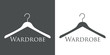 © teracreonte - Icono plano texto Wardrobe en percha gris
