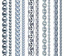 Set Of Realistic Vector Silver Chains