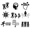ADHD - Attention deficit hyperactivity disorder vector icons set 