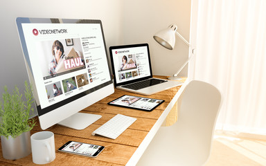 Wall Mural - vlog responsive concept on devices