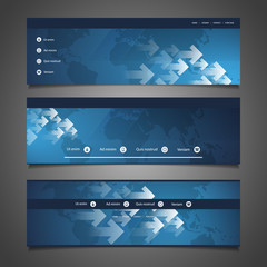 Wall Mural - web design elements - header design with world map