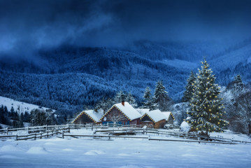 Houses decorated and lighted