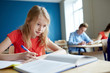 © Syda Productions - student girl with book writing school test