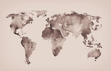 Fototapeta Sypialnia - World map in old style in  format, brown graphics in a retro sty