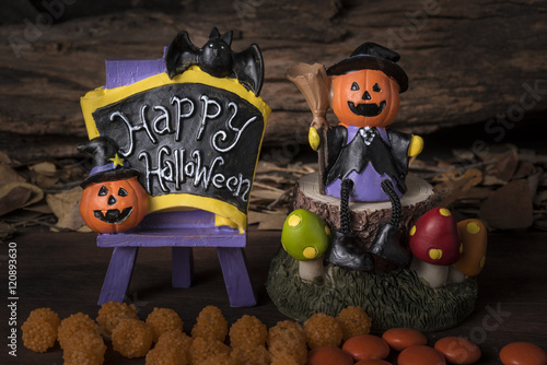 Halloween ornament party with orange candy