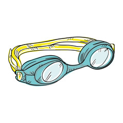 Sticker - swimming goggles. swimmer sport water equipment. vector illustration