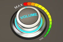 Volume Knob, Max Level Of Volume. 3D Rendering