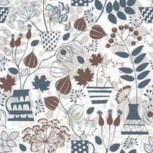 Seamless Pattern With Autumn Bouquets.