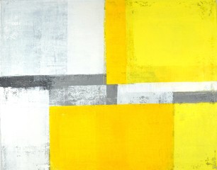 Wall Mural - Grey and Yellow Abstract Art Painting