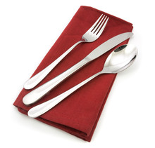 Fork And Knife On Red Napkin Isolated