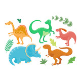 Fototapeta Dinusie - Cartoon dinosaurs vector illustration.