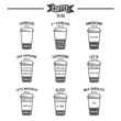 Hot coffee to go drinks recipes icons set