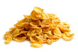 Heap of cornflakes isolated on white.