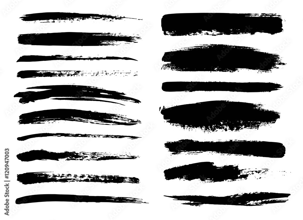 Set of black paint, ink brush strokes, brushes, lines. Dirty artistic design elements. - obrazy, fototapety, plakaty 