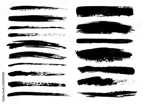 Fotografía Set of black paint, ink brush strokes, brushes, lines