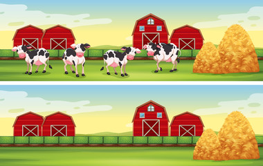 Sticker - Farm scenes with cows and barns