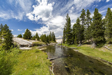 Firehole River In Upper Geyser Basin, Yellowstone National Park
