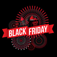 Wall Mural - Black Friday Sale with fireworks background. Vector illustration