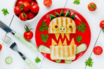 Canvas Print - Funny breakfast for children monster sandwich