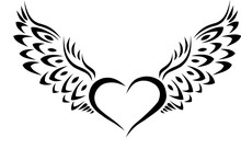 Heart With Wings Tribal Tattoo