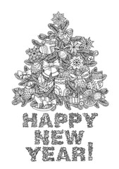 Wall Mural - Happy New Year, lettering Greeting Card design