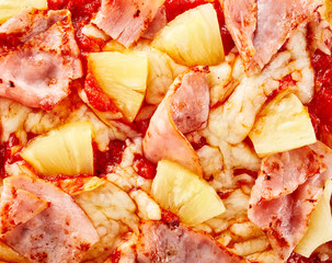 Wall Mural - Delicious Hawaiian pizza topping background