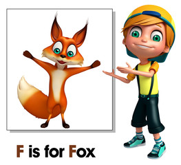 Poster - Kid boy pointing Fox