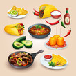 Mexican food. Objects set