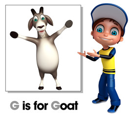 Sticker - Kid boy pointing Goat