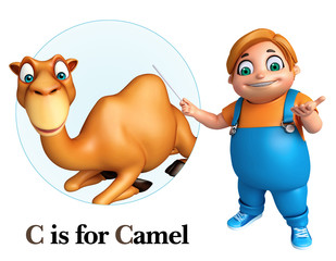 Poster - Kid boy pointing Camel