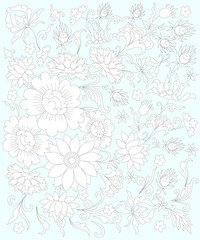 hand painted flowers, Page coloring for adults,