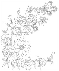 Wall Mural - bouquet of flowers coloring page for Adults