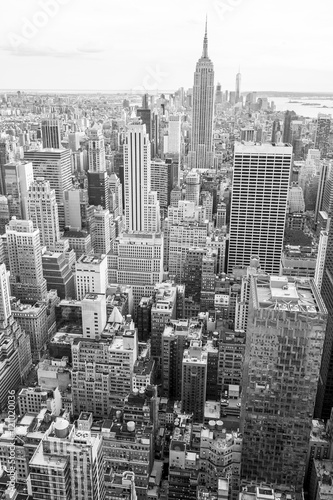 Fototapeta na wymiar View of Midtown Manhattan New York City skyline in monochrome black and white