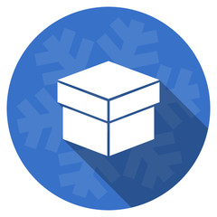 Fototapete - box blue flat design christmas winter web icon with snowflake