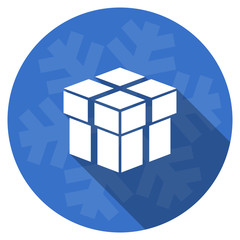 Poster - box blue flat design christmas winter web icon with snowflake