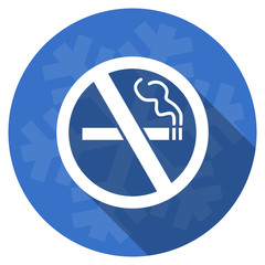 Poster - no smoking blue flat design christmas winter web icon with snowflake